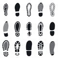 Shoes footprint silhouette vector set