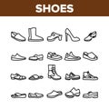 Shoes Footwear Shop Collection Icons Set Vector