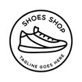 Shoes footwear Shop Monoline Logo Vector Vintage Emblem Design badge illustration Symbol Icon