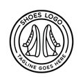 Shoes footwear Shop Monoline Logo Vector Vintage Emblem Design badge illustration Symbol Icon