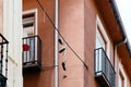 Shoes hanging on wire in Lavapies in Madrid