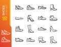 Minimal shoes line icon set