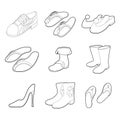 Shoes icon set, outline style Royalty Free Stock Photo