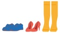 Shoes icon. Various season footwear pairs cartoon symbol