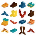 Shoes icons set, cartoon style