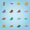 Shoes icons set, cartoon style