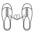 Shoes with laces tied together icon, outline style