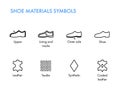 Shoes materials symbols. Footwear labels. Shoes properties glyph Royalty Free Stock Photo