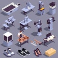 Shoes Production Icons Set