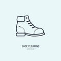 Shoes repair line icon, shoe shine logo. Leather boots cleaning service flat sign, illustration for footwear shop