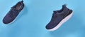 Shoes running Concept healthy lifestyle outfit, sport and diet. Top view, text space. Athlete`s set. Flat lay composition, male a