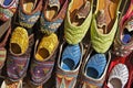 Shoes for sale in souk, Bastakia Quarter, Old Dubai, United Arab Emirates Royalty Free Stock Photo