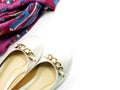 Shoes and scarft woman accessories Royalty Free Stock Photo