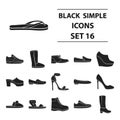 Shoes set icons in black style. Big collection shoes vector symbol stock illustration Royalty Free Stock Photo