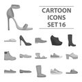 Shoes set icons in monochrome style. Big collection of shoes vector symbol stock illustration