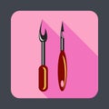 Shoes sewing tool concept background, cartoon style