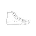 Shoes sneaker outline drawing vector, shoes sneaker in a sketch style, trainers template outline, vector Illustration.