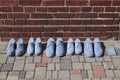 Shoes on the streets of Cesis in memory of the victims of the genocide of the Jewish people. Cesis,