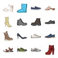 Shoes, style, heel and other types of shoes. Different shoes set collection icons in cartoon style vector symbol stock