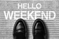 Shoes With Text Hello Weekend Royalty Free Stock Photo