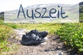 Shoes On Trekking Path, Auszeit Means Downtime