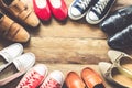 Shoes various styles on a wooden floor - lifestyles.