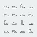 Shoes Icons in Thin Line Style Royalty Free Stock Photo