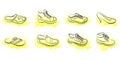 Vector set of shoes, slippers, women`s and men`s shoes