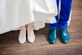 Shoes of wedding couple. Wedding ceremony