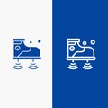 Shoes, Wifi, Service, Technology Line and Glyph Solid icon Blue banner Line and Glyph Solid icon Blue banner