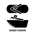 shoes yukata icon, black vector sign with editable strokes, concept illustration Royalty Free Stock Photo