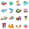 Shoeshine icons set, isometric style