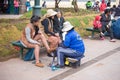 Shoeshiner working in Cusco street, Peru