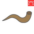 Shofar color line icon, rosh hashanah and holiday, yom kippur sign vector graphics, editable stroke filled outline icon