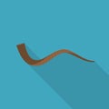 Shofar icon in flat long shadow design