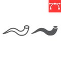 Shofar line and glyph icon, rosh hashanah and holiday, yom kippur sign vector graphics, editable stroke linear icon, eps