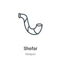 Shofar outline vector icon. Thin line black shofar icon, flat vector simple element illustration from editable religion concept