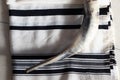 A shofar placed on a tallit,