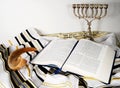Shofar, Tallit and open book Royalty Free Stock Photo