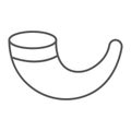 Shofar thin line icon, religion and israel, jewish horn sign, vector graphics, a linear pattern on a white background.