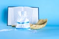 Shofar, Torah and gift bag with number 13. According to Jewish law, a boy is deemed a bar mitzvah when he turns 13.