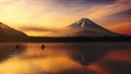 Shoji lake with Mt. Fuji at sunrise Royalty Free Stock Photo