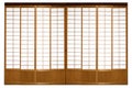 Traditional Japanese door,window or room divider consisting isolated on white background Royalty Free Stock Photo