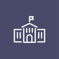 Shool building icon simple flat style outline illustration Royalty Free Stock Photo