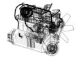 Car Engine blueprint - isolated Royalty Free Stock Photo