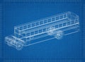 Classic School Bus Architect blueprint Royalty Free Stock Photo