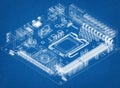 Computer Motherboard Architect Blueprint Royalty Free Stock Photo