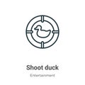 Shoot duck outline vector icon. Thin line black shoot duck icon, flat vector simple element illustration from editable