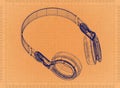 Headphones - Retro Blueprint