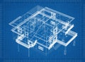 House architect design blueprint - isolated Royalty Free Stock Photo